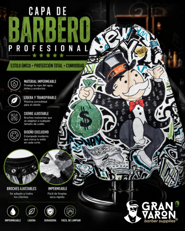 206 Capa de Barbero Profesional - Edición Art Street "Monopoly Success" Graff