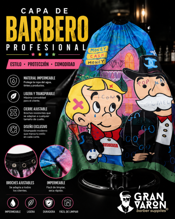 207 Capa de Barbero Profesional - Edición Art Street "Money & Icon" Pop Art