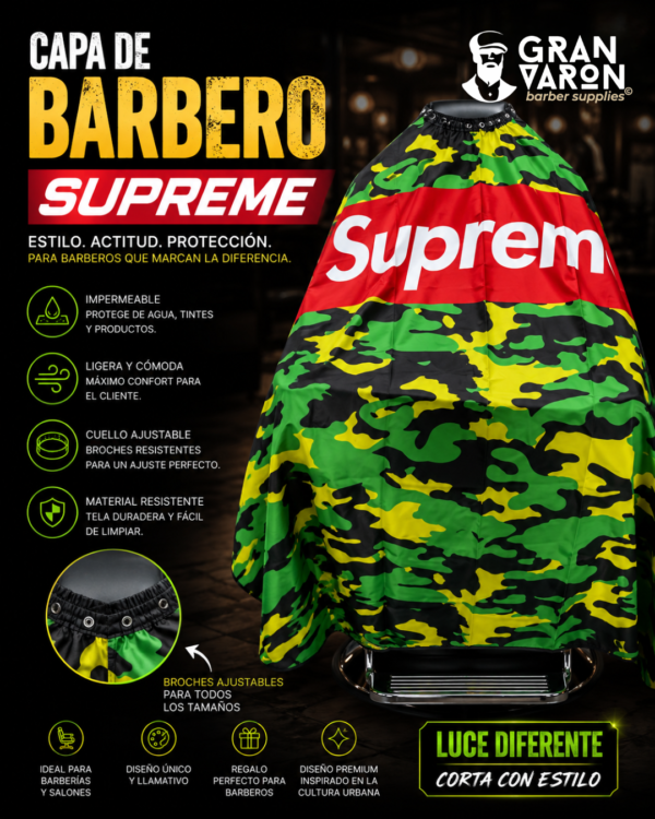 21 Capa de Barbero Profesional - Edición Camuflaje Neon & Supreme Style