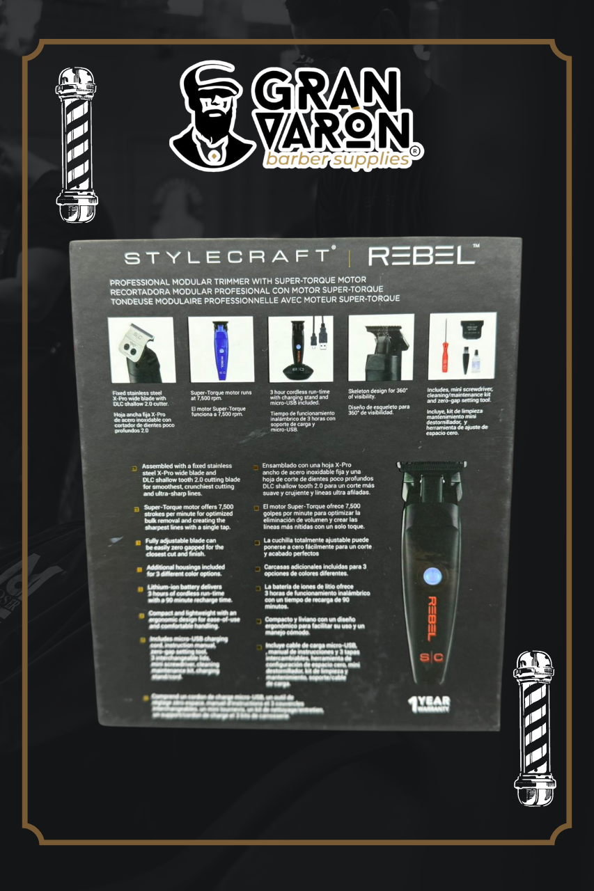 Trimmer Profesional StyleCraft Rebel – Motor Super-Torque y Carcasas Modulares
