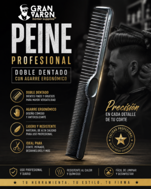 215 Peine Profesional de Doble Dentado con Agarre Ergonómico - Hairstar Professional