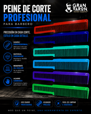 220 Peine de Corte Profesional para Barbero – Estilo Flat Top y Degradados