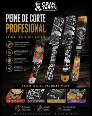 222 Peine de Corte Profesional Gran Varón con Mango - Diseños Urbanos y Ergonómicos