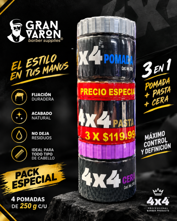 224 PROMO ESPECIAL: Pack 3 Ceras 4X4 Profesional