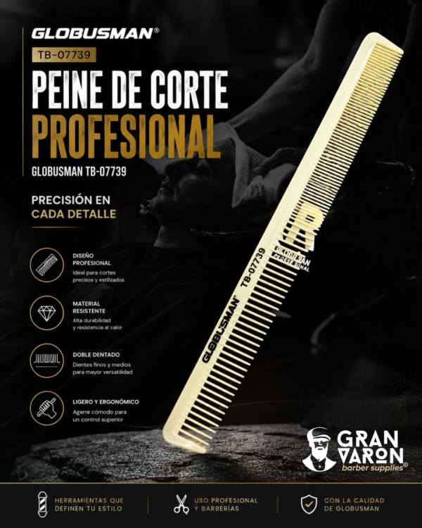 224 Peine de Corte Profesional Globusman TB-07739 – Edición Barbería