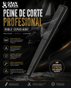 225 Peine de Corte Profesional Doble Espaciado - Barber Edition