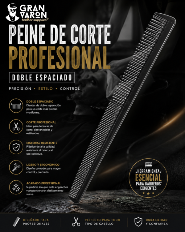 Peine de Corte Profesional Doble Espaciado - Barber Edition