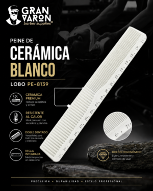 230 Peine de Cerámica Blanco Lobo PE-8139