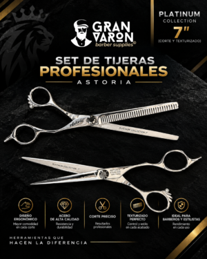 Set de Tijeras Profesionales Astoria - Platinum Collection 7" (Corte y Texturizado)