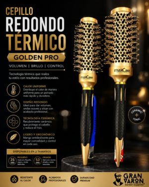235 Cepillo Redondo Térmico Golden Pro – MaxCare Nano Technology & Ceramic