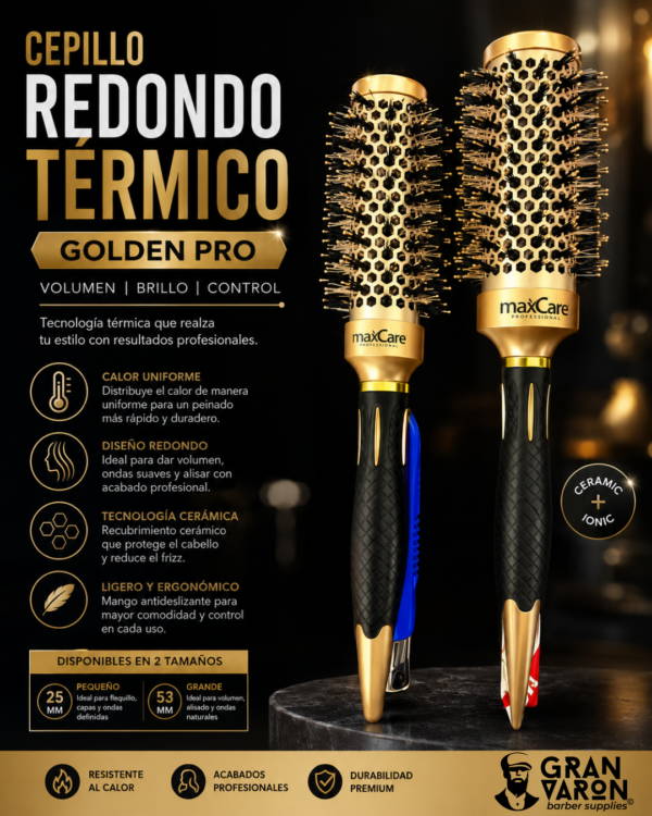 235 Cepillo Redondo Térmico Golden Pro – MaxCare Nano Technology & Ceramic