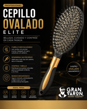 237 Cepillo Ovalado Profesional Elite – Edición Black & Gold con Base Amortiguada