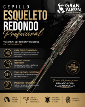 239 Cepillo Esqueleto Redondo Profesional - Térmico para Detallado y Volumen