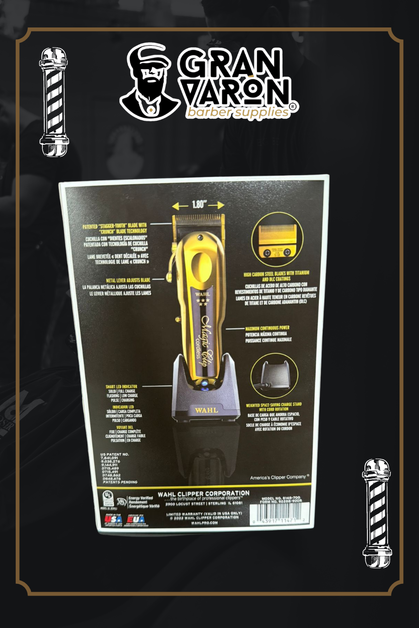 Wahl Professional 5 Star Series: Gold Cordless Magic Clip – Edición de Lujo con Cuchillas de Titanio y DLC
