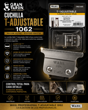 Cuchilla Wahl Professional T-Adjustable 1062-600 - Repuesto Original para Detailer, Hero y Razor Edger