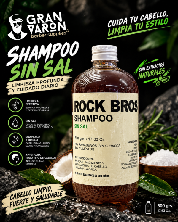 Shampoo Orgánico Rock Bros Sin Sal