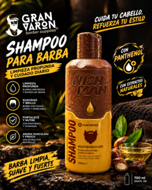 Shampoo para Barba NISHMAN – Limpieza Profunda e Hidratante con Pantenol 200ml
