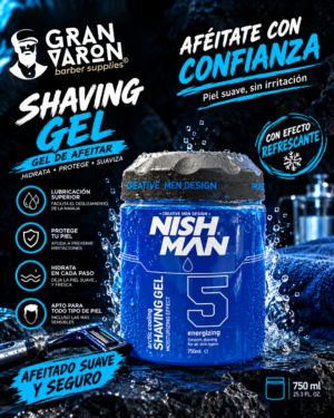 Shaving Gel NISHMAN No. 5 Fresh Active – Gel de Afeitado Transparente e Hidratante 750ml