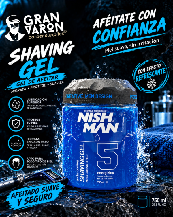 246 Shaving Gel NISHMAN No. 5 Fresh Active – Gel de Afeitado Transparente e Hidratante 750ml