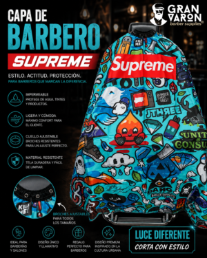 25 Capa de Barbero Profesional - Edición Graffiti Pop Turquesa & Supreme