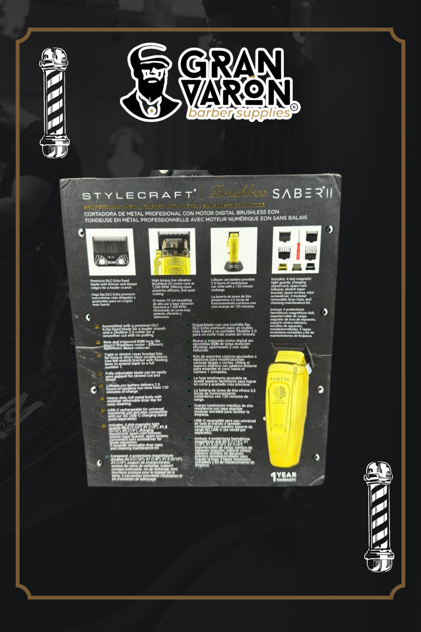 Clipper Profesional StyleCraft Saber II – Motor Digital Brushless y Cuerpo Metálico