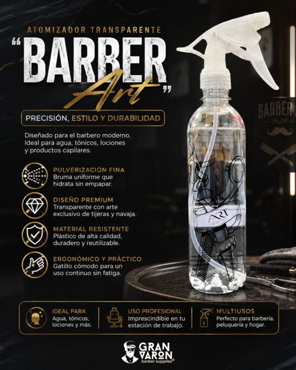 Atomizador Transparente "Barber Art"