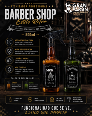 254 Atomizador Profesional Barber Shop Estilo Retro (500ml)