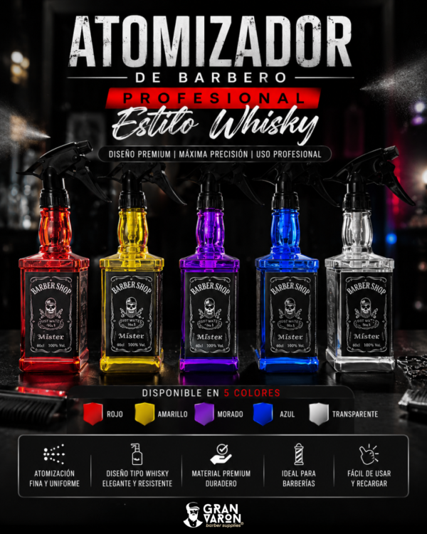 Atomizador de Barbero Profesional Estilo Whisky