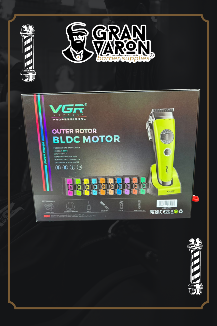 Trimmer Profesional VGR V-992 Gold Edition: 9000 RPM, Cuerpo Metálico y Base de Carga