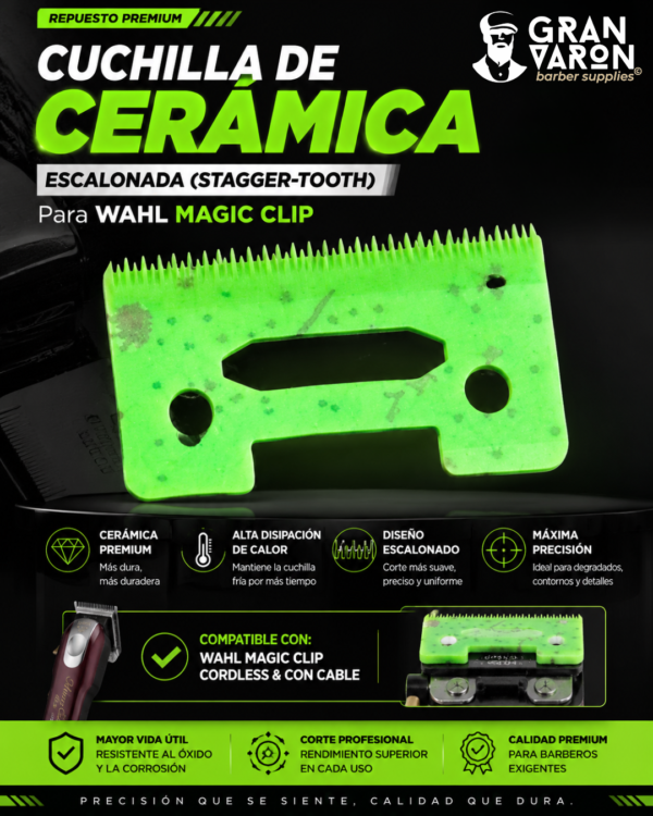 269 Cuchilla de Cerámica Escalonada (Stagger-Tooth) para Wahl Magic Clip – Alta Disipación de Calor y Precisión Superior