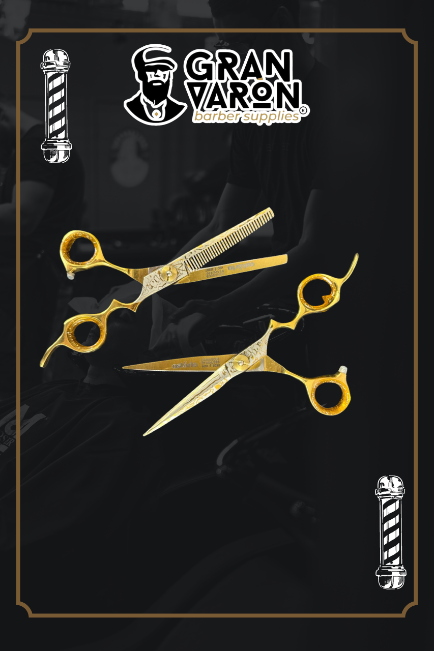 Set de Tijeras Profesionales Astoria - Damascus Gold Edition (Corte y Texturizado)