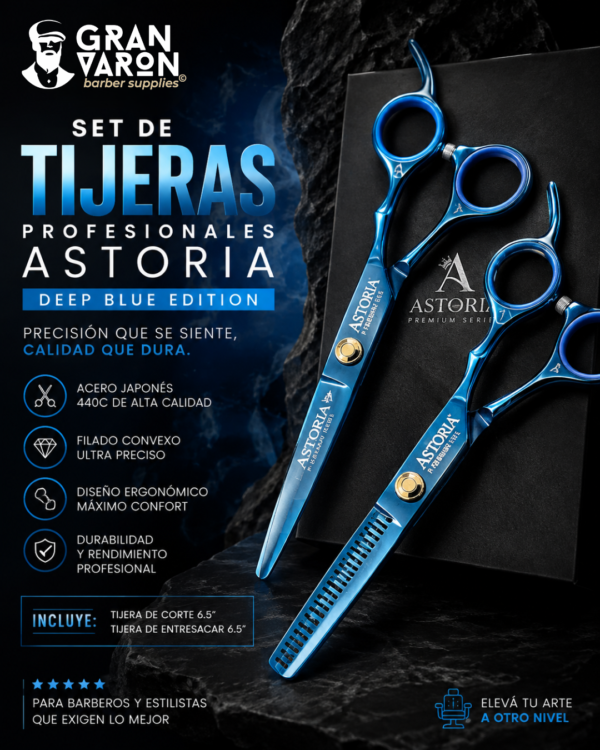272 Set de Tijeras Profesionales Astoria - Premium Series 6.5" Deep Blue Edition