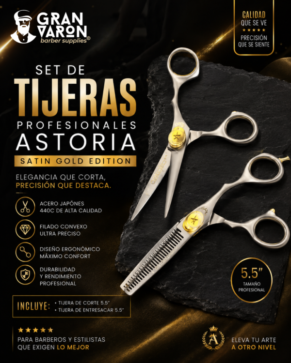 273 Set de Tijeras Profesionales Astoria - Premium Series 5.5" Satin Gold Edition