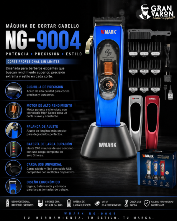 Máquina de Cortar Cabello WMARK NG-9004 con Motor Maglev de 10,000 RPM