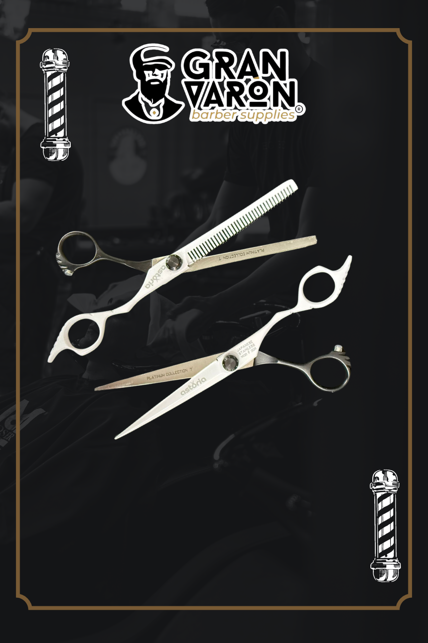 Set de Tijeras Profesionales Astoria - Platinum Collection 7" Edición White & Silver