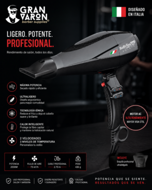 Secador de Cabello Profesional BaBylissPRO Volare V1 - 2000 Watts - Motor Italiano