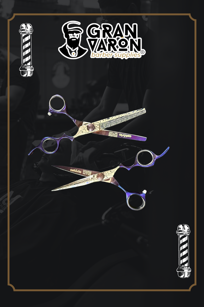 Set de Tijeras Profesionales Astoria - Damascus Series (Corte y Texturizado) Edición Tornasol