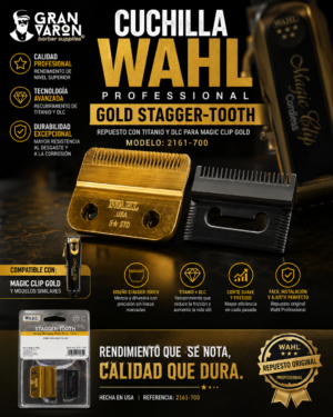 291 Cuchilla Wahl Professional Gold Stagger-Tooth 2161-700 - Repuesto con Titanio y DLC para Magic Clip Gold