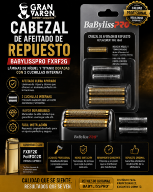293 Cabezal de Repuesto BaBylissPRO FOILFX02 FXRF2G - Láminas de Titanio Dorado y 2 Cuchillas Internas