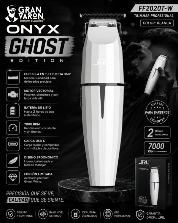 3 Trimmer Profesional JRL Onyx Ghost Edition FF2020T-W – Blanca