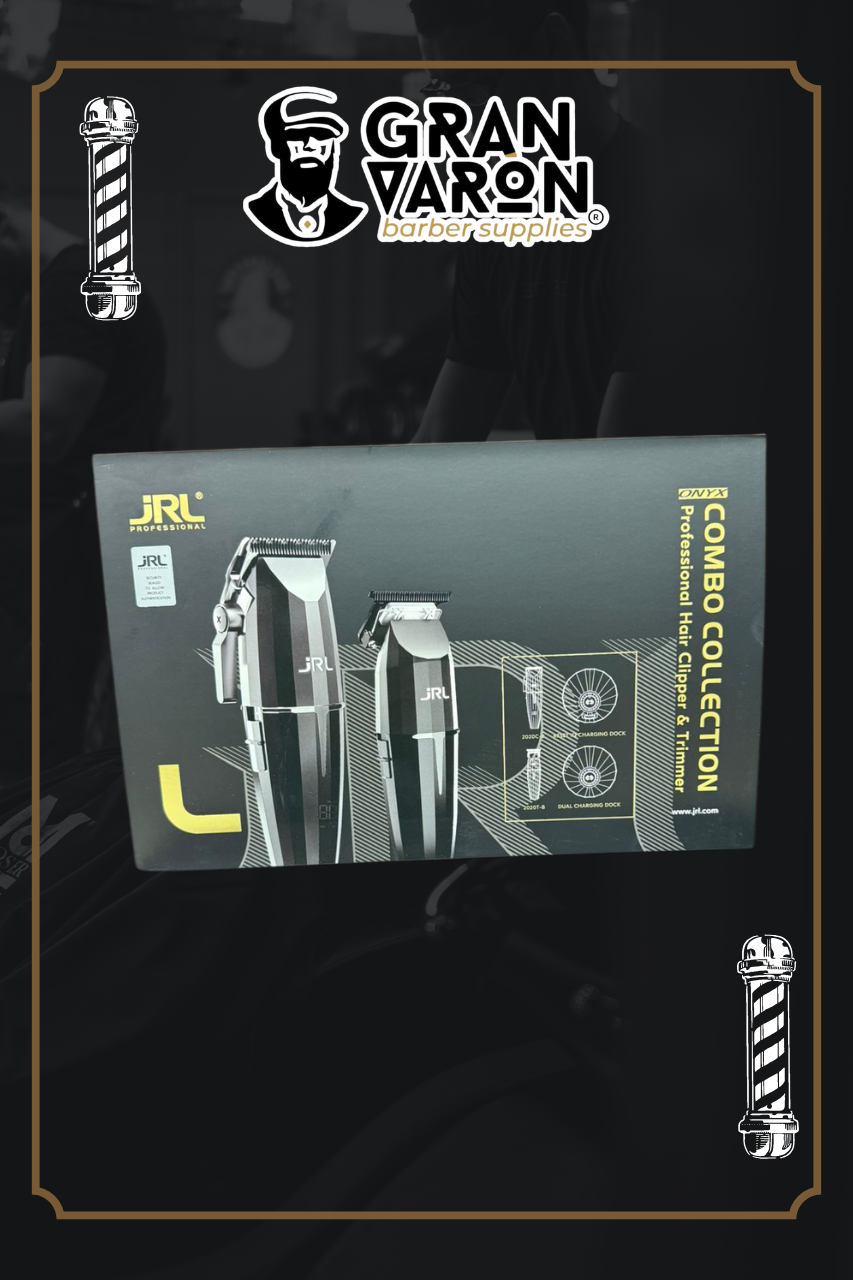Combo JRL Onyx Collection: Clipper 2020C-B + Trimmer 2020T-B con Base de Carga Dual – El Kit Definitivo de Barbería Profesional