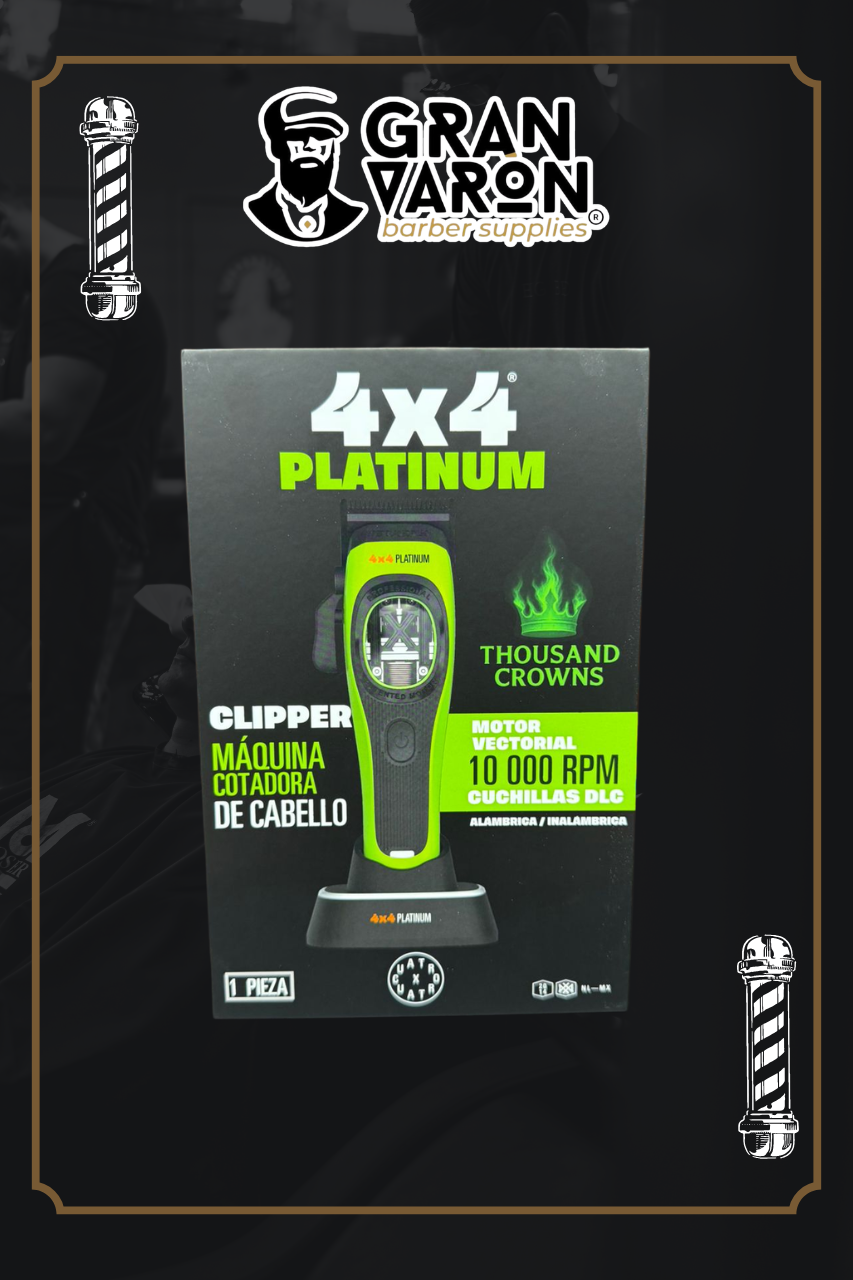 Clipper Profesional 4x4 Platinum "Thousand Crowns" – Máquina de Corte con Motor Vectorial 10,000 RPM y Cuchillas DLC