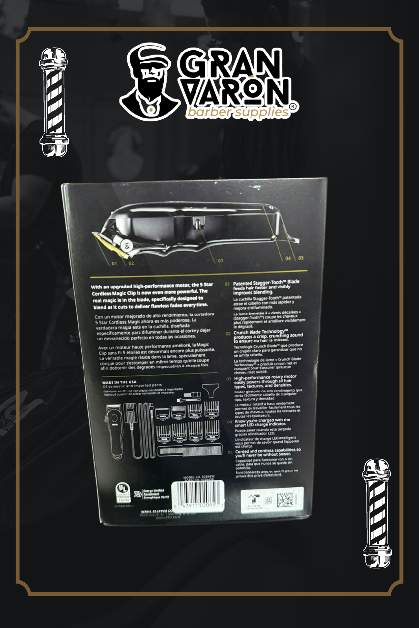 Wahl Professional 5 Star Series: Cordless Magic Clip Black & Gold – Edición Especial con Motor de Alta Velocidad