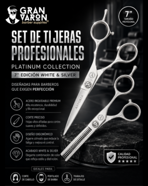 Set de Tijeras Profesionales Astoria - Platinum Collection 7" Edición White & Silver
