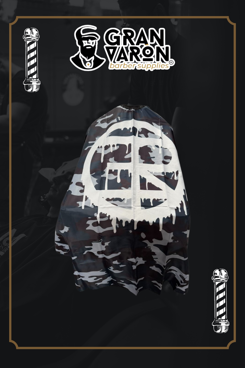 Capa de Barbero Profesional - Edición Camuflaje Urbano & Logo Graffiti