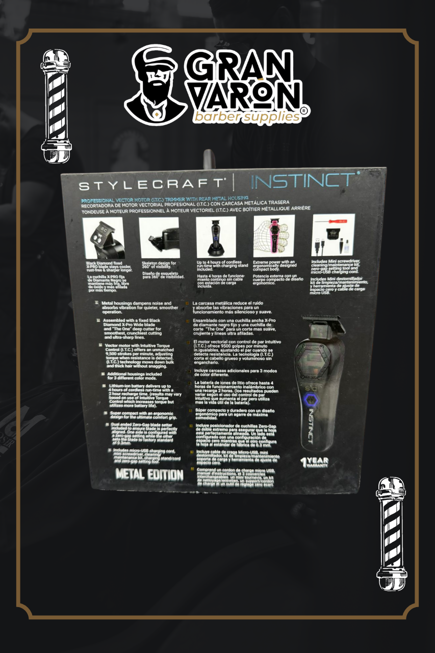 Trimmer Profesional StyleCraft Instinct Metal Edition – Motor Vectorial e Inteligente