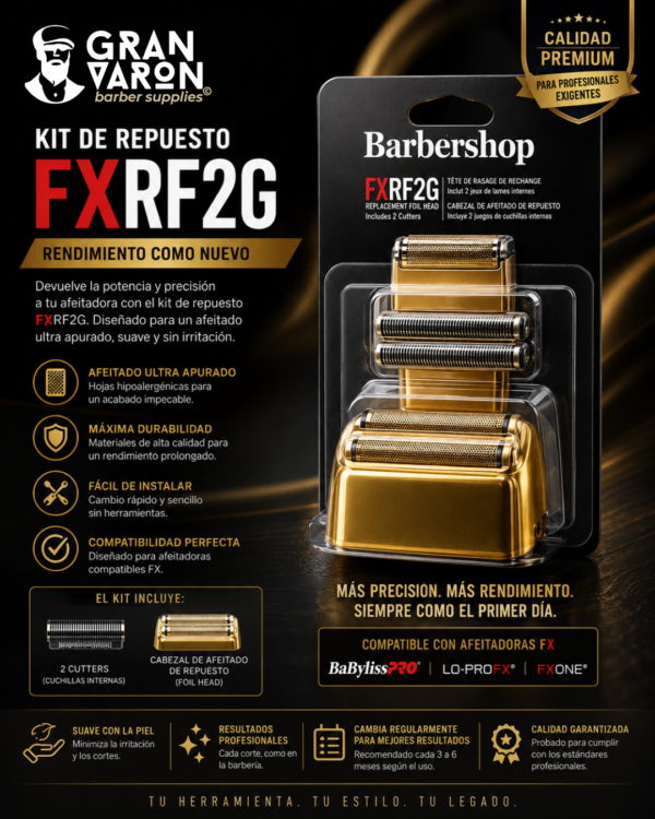 Kit de Repuesto FXRF2G – Cabezal de Láminas y Cuchillas de Precisión para Afeitadoras Profesionales