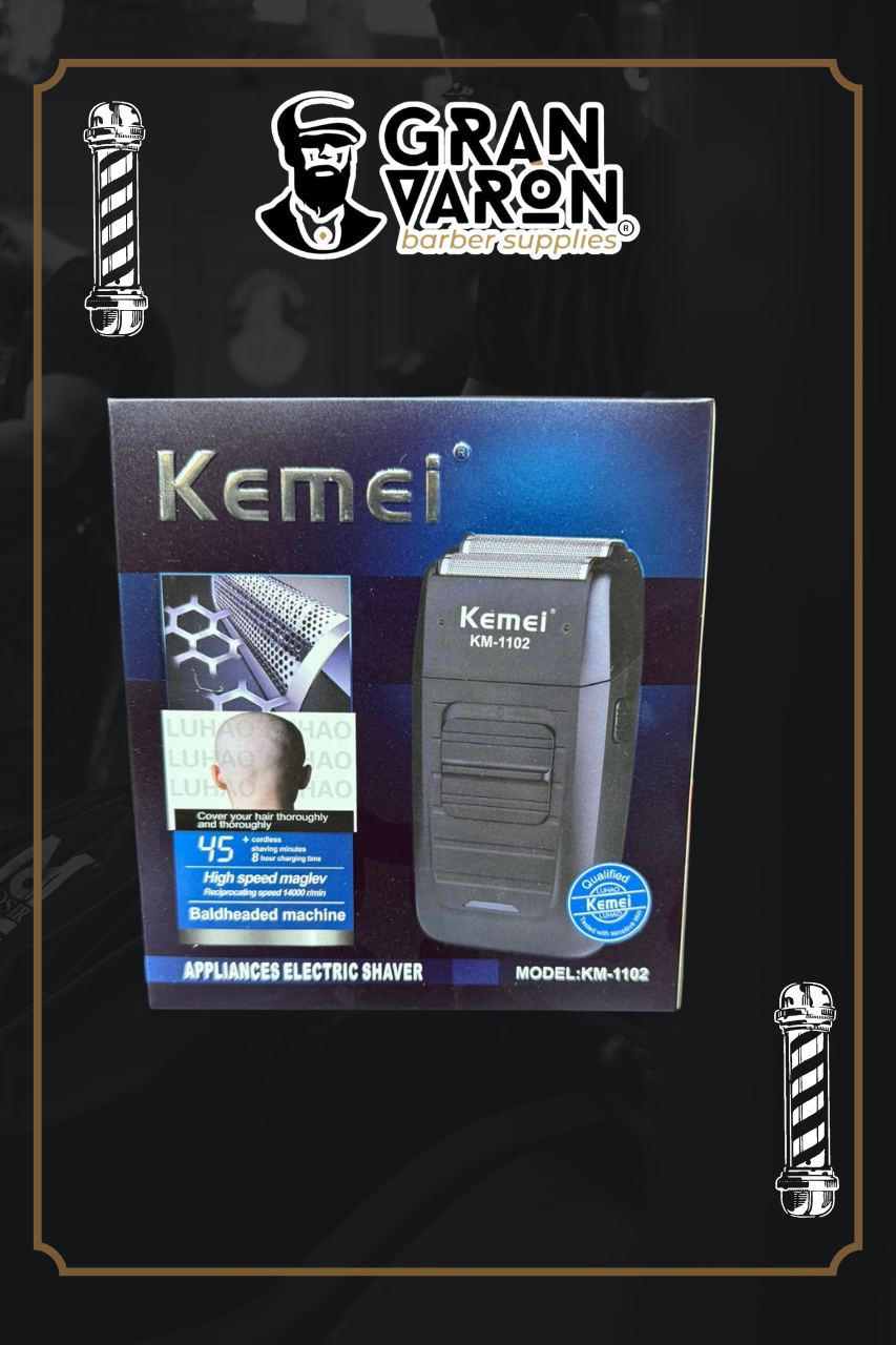 Rasuradora Eléctrica Profesional Kemei KM-1102 - Shaver de Doble Hoja para Acabados y Calvos