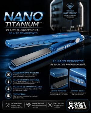BaBylissPRO Nano Titanium: Alaciadora Digital Profesional de 1"