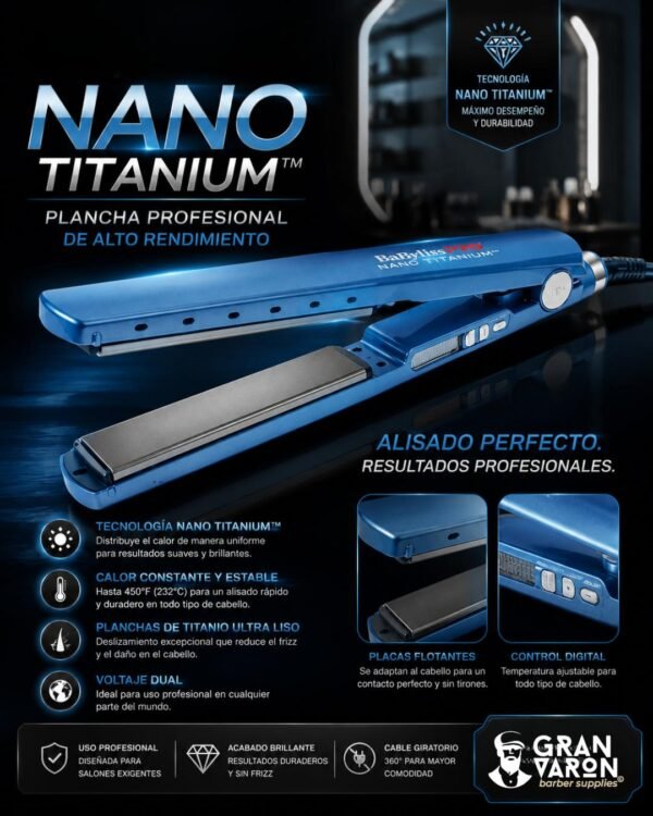 4 BaBylissPRO Nano Titanium: Alaciadora Digital Profesional de 1"